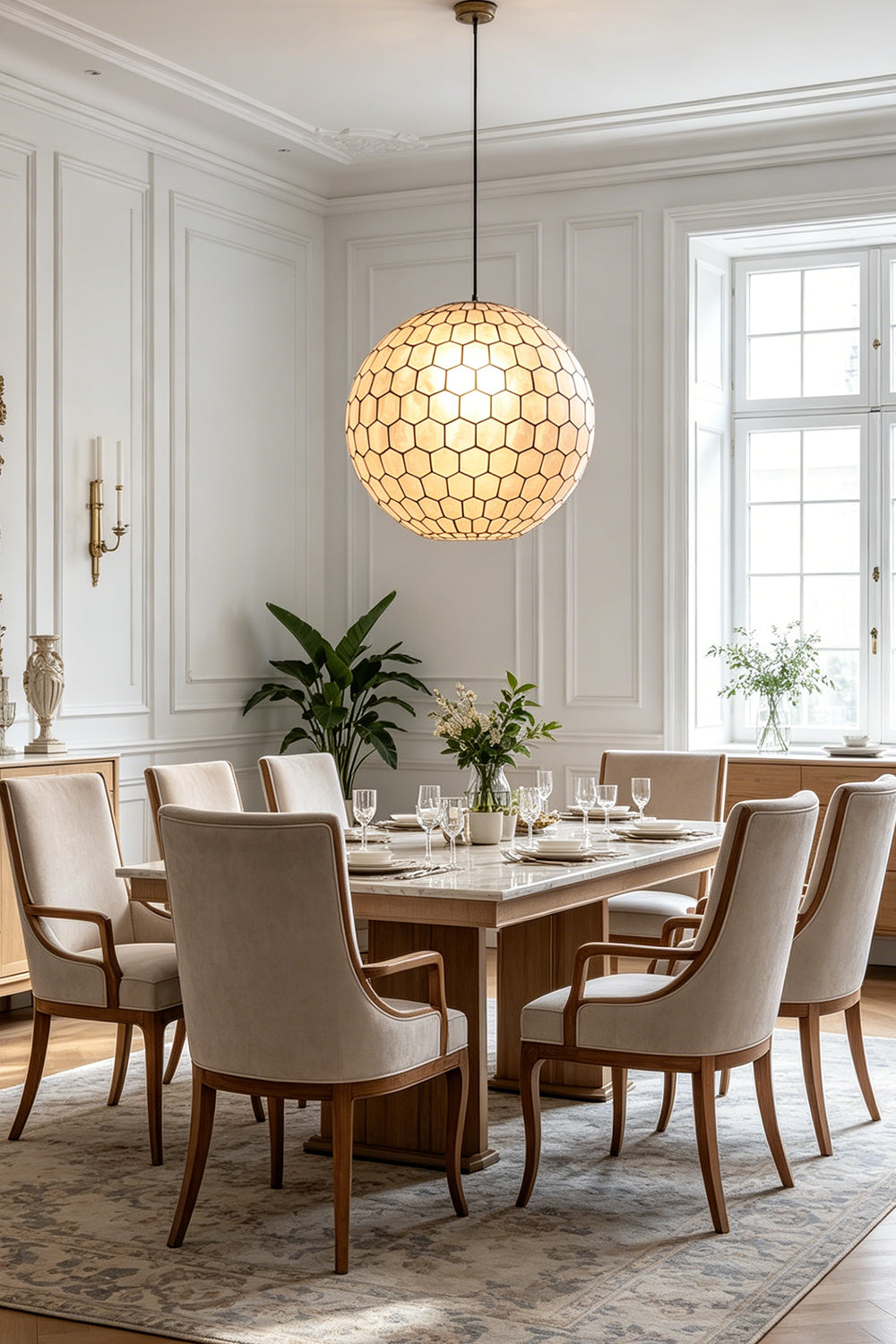 Honeycomb Shell Orb Pendant for Dining Room | Samu Lamp