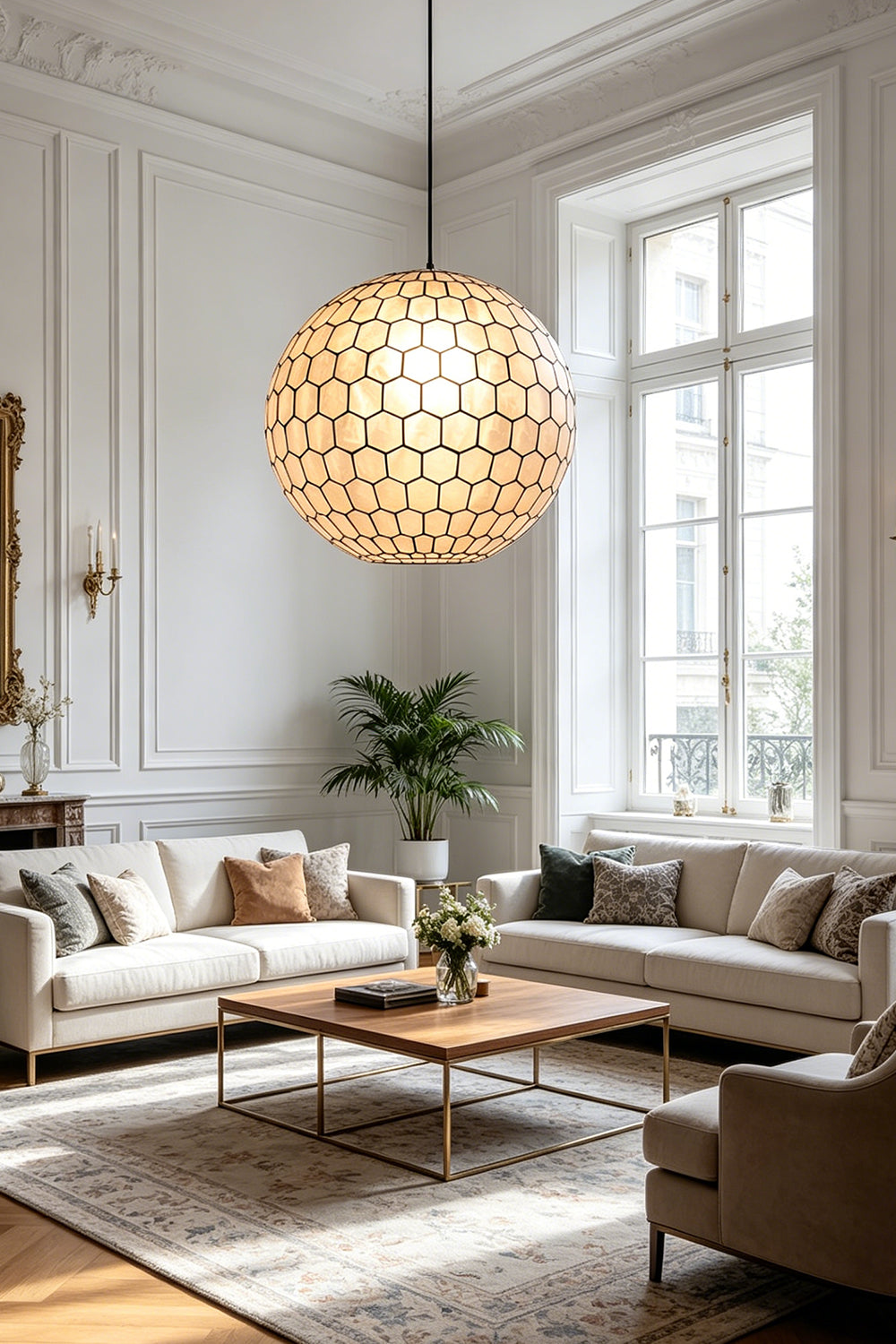 Honeycomb Shell Orb Pendant for Living room | Samu Lamp