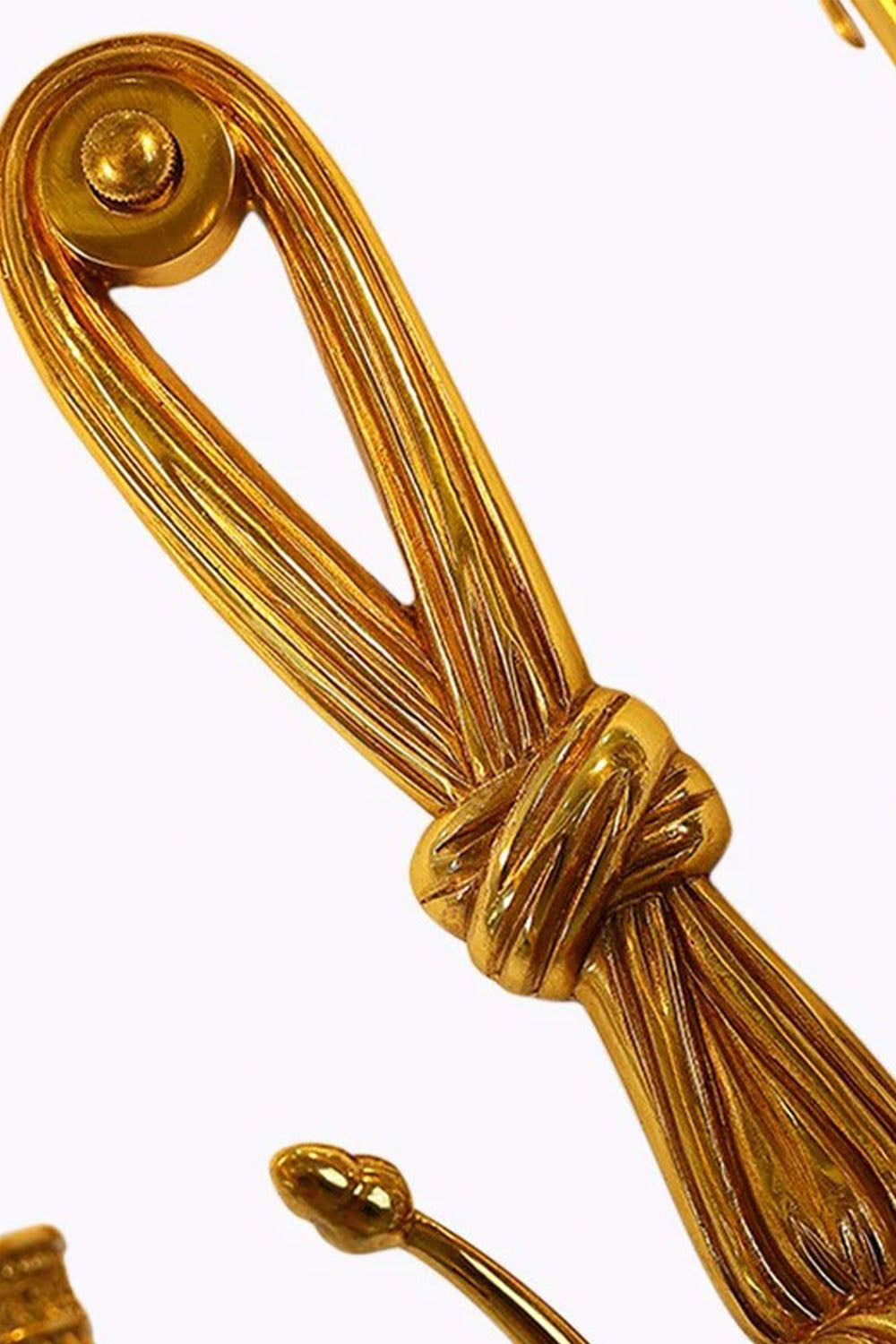 Honoria Rope and Tassel Brass Sconce | Brass and Metal | Close-up view highlighting the top brass rope loop and knot detail | Samu Lamp