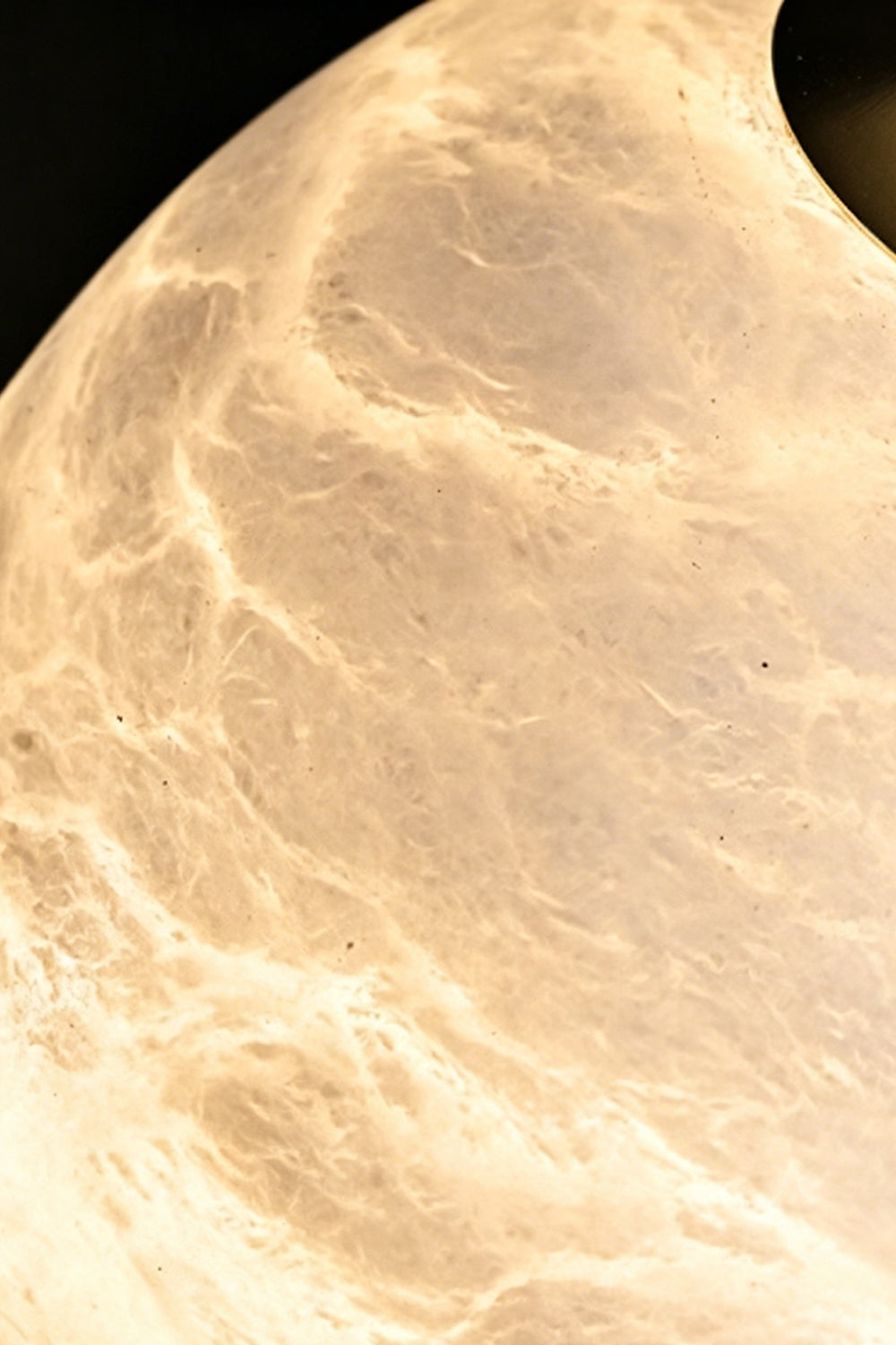 Imperial Epoch Alabaster Pendant Lamp | Metal, Alabaster | Extreme close-up of natural alabaster texture with organic veining and warm glow | Samu Lamp