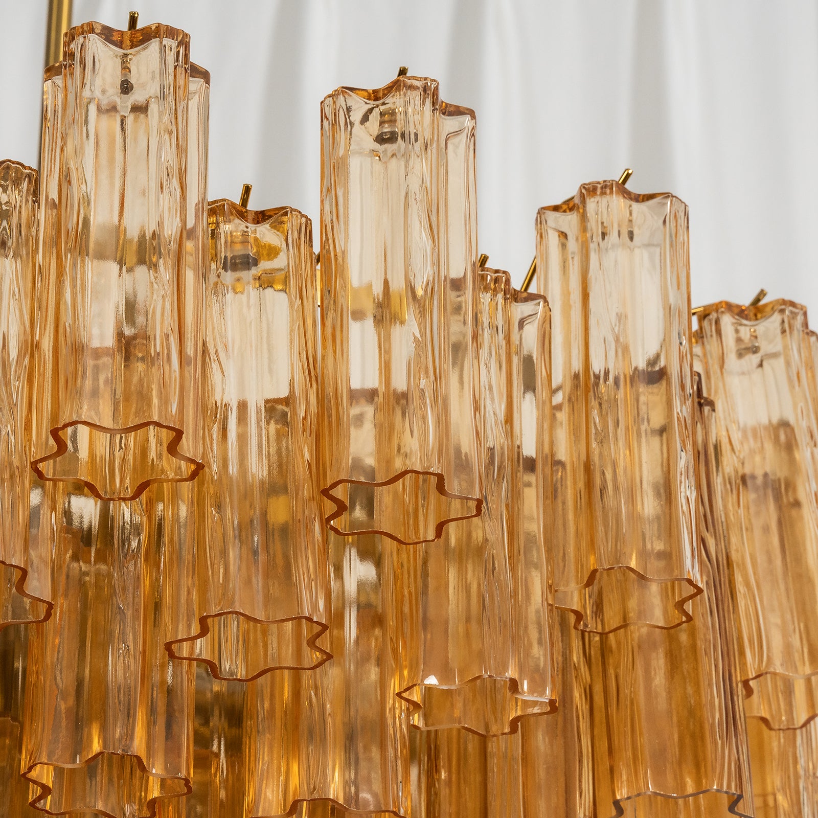 Amber Ribbed Glass Prisms 