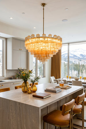 Isadora Tiered Amber Glass Chandelier