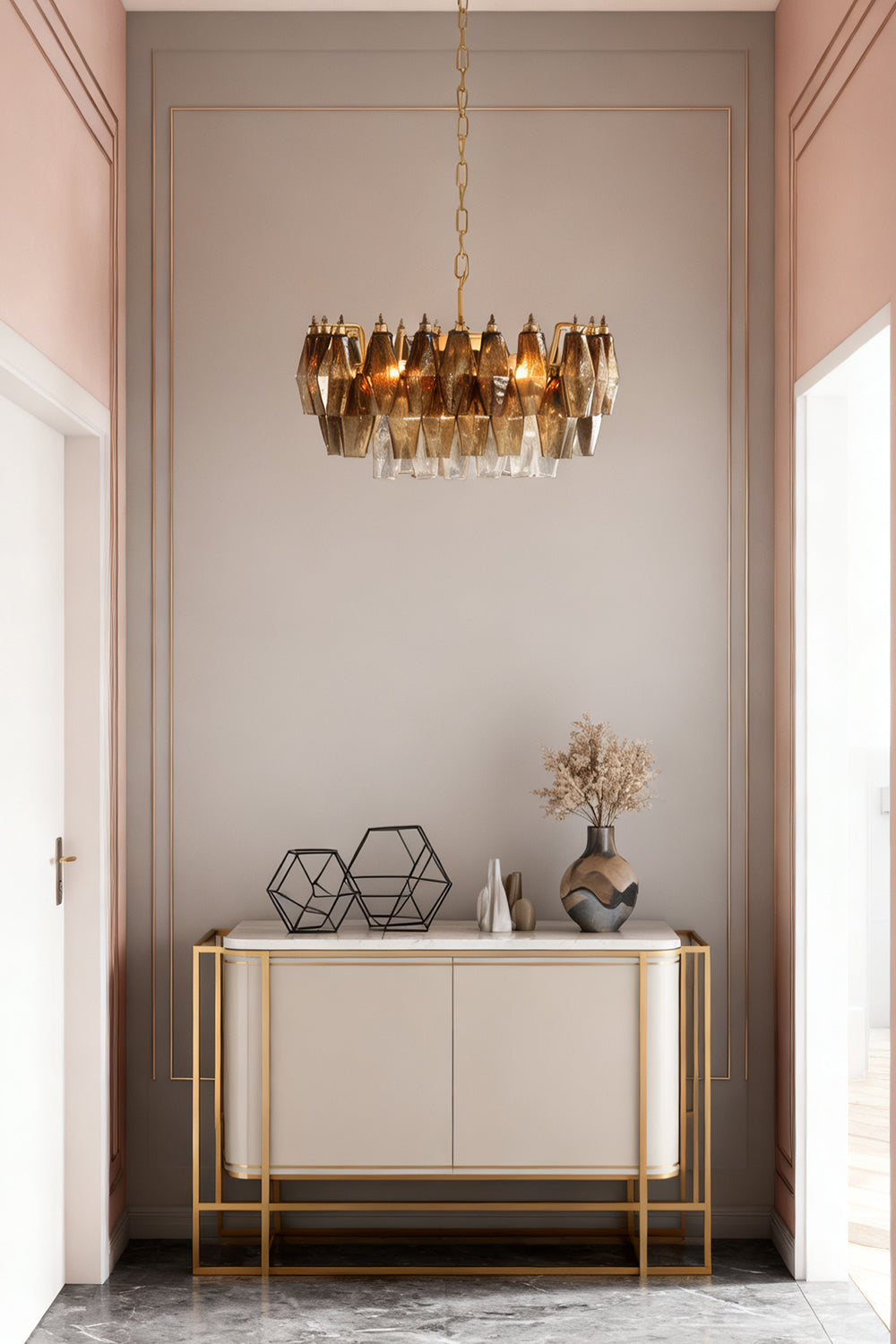 Italian Murano Poliedri Glass Chandelier