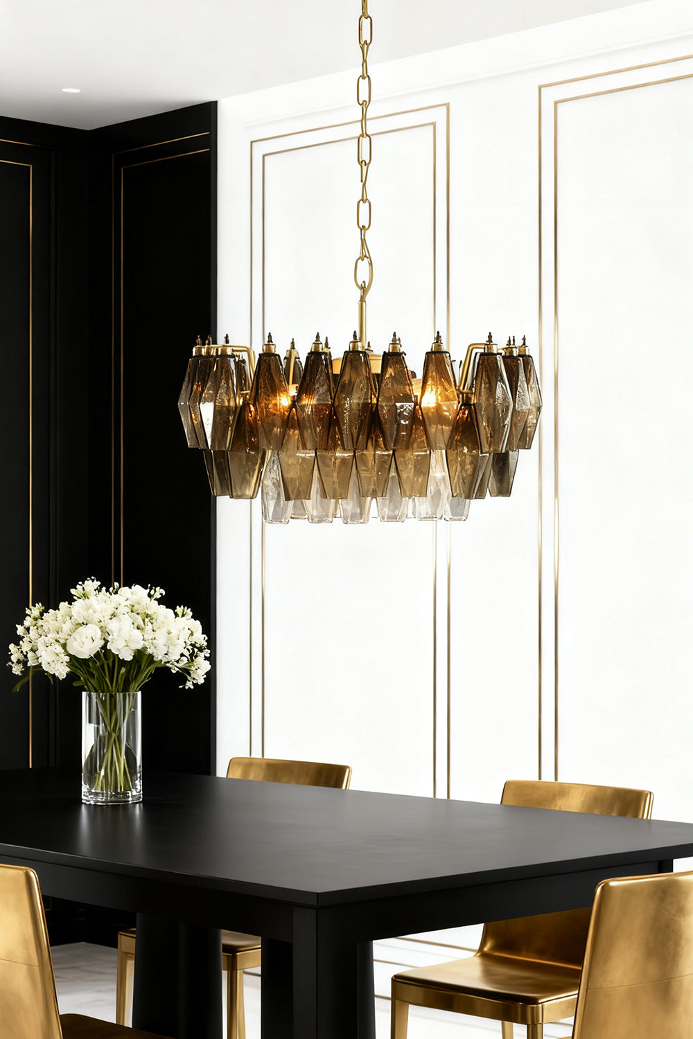 Italian Murano Poliedri Glass Chandelier