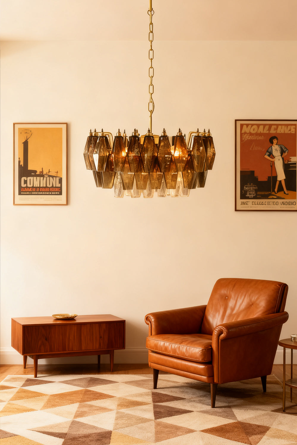 Italian Murano Poliedri Glass Chandelier