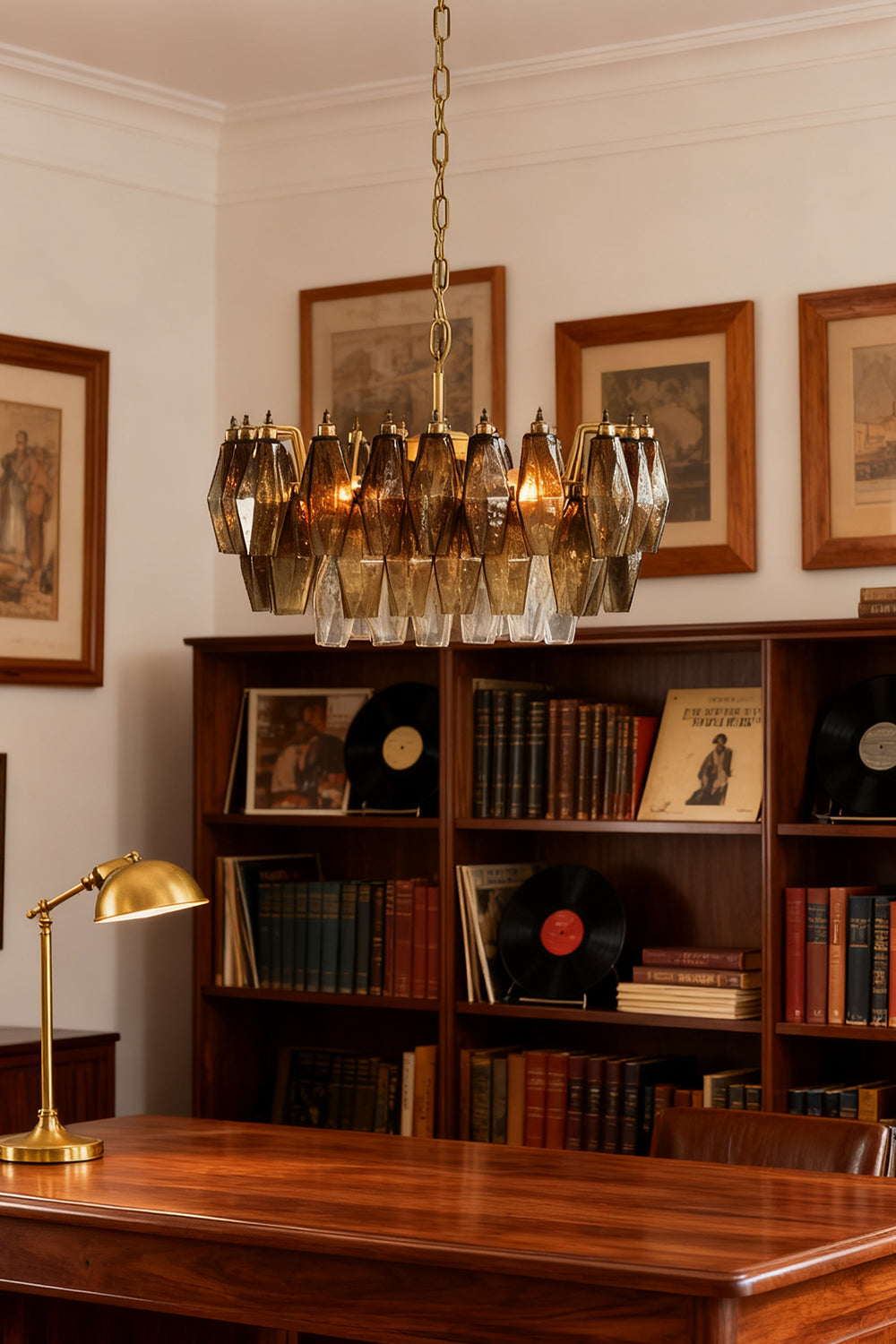 Italian Murano Poliedri Glass Chandelier