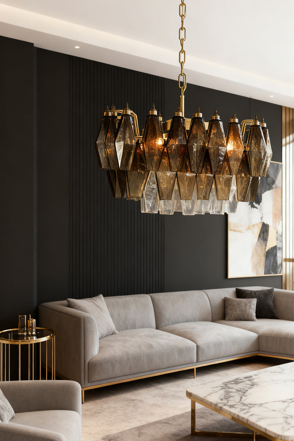 Italian Murano Poliedri Glass Chandelier