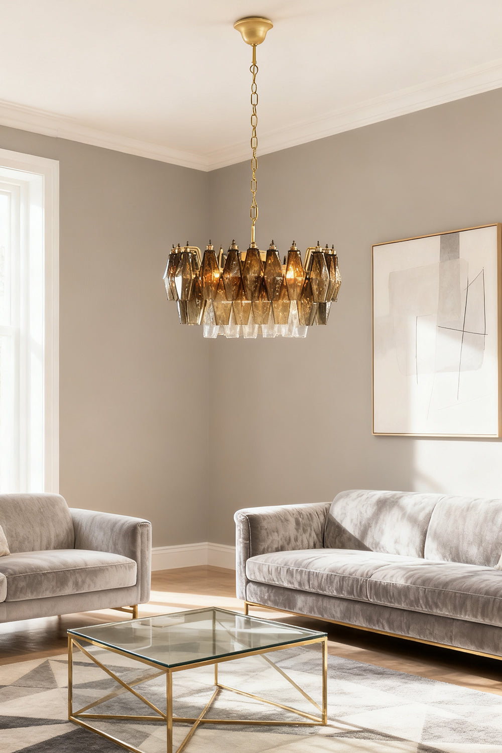 Italian Murano Poliedri Glass Chandelier