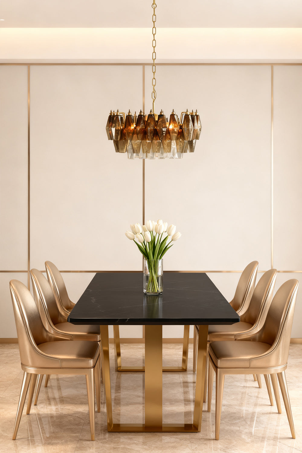 Italian Murano Poliedri Glass Chandelier