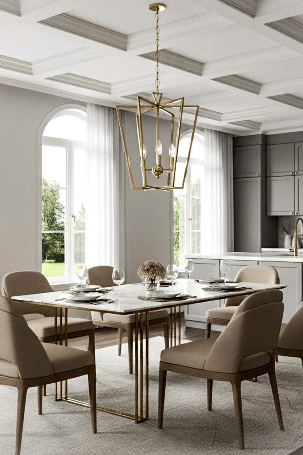 Lantern-shaped chandelier