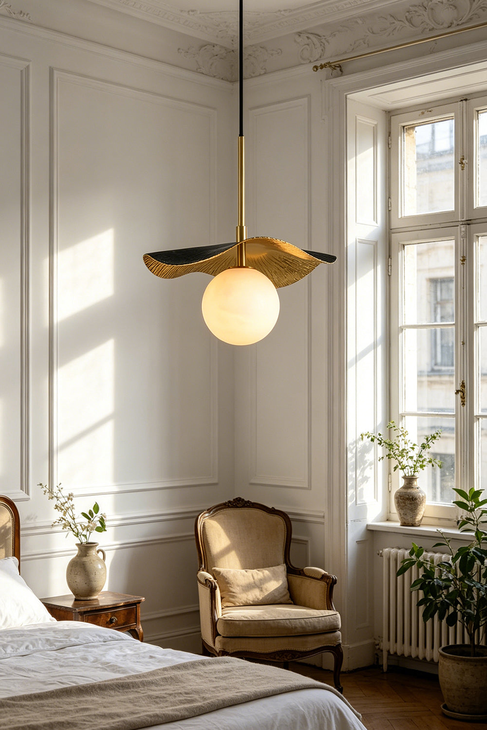 Leaf Alabaster Pendant Light for Bedroom | Samu Lamp