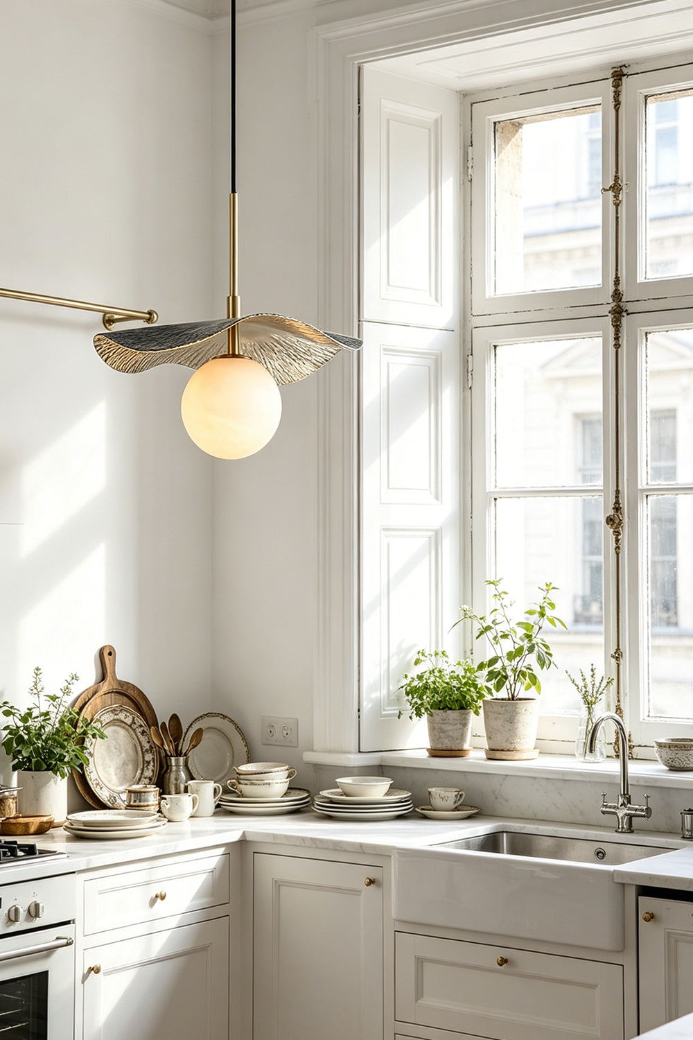Leaf Alabaster Pendant Light for Kitchen | Samu Lamp