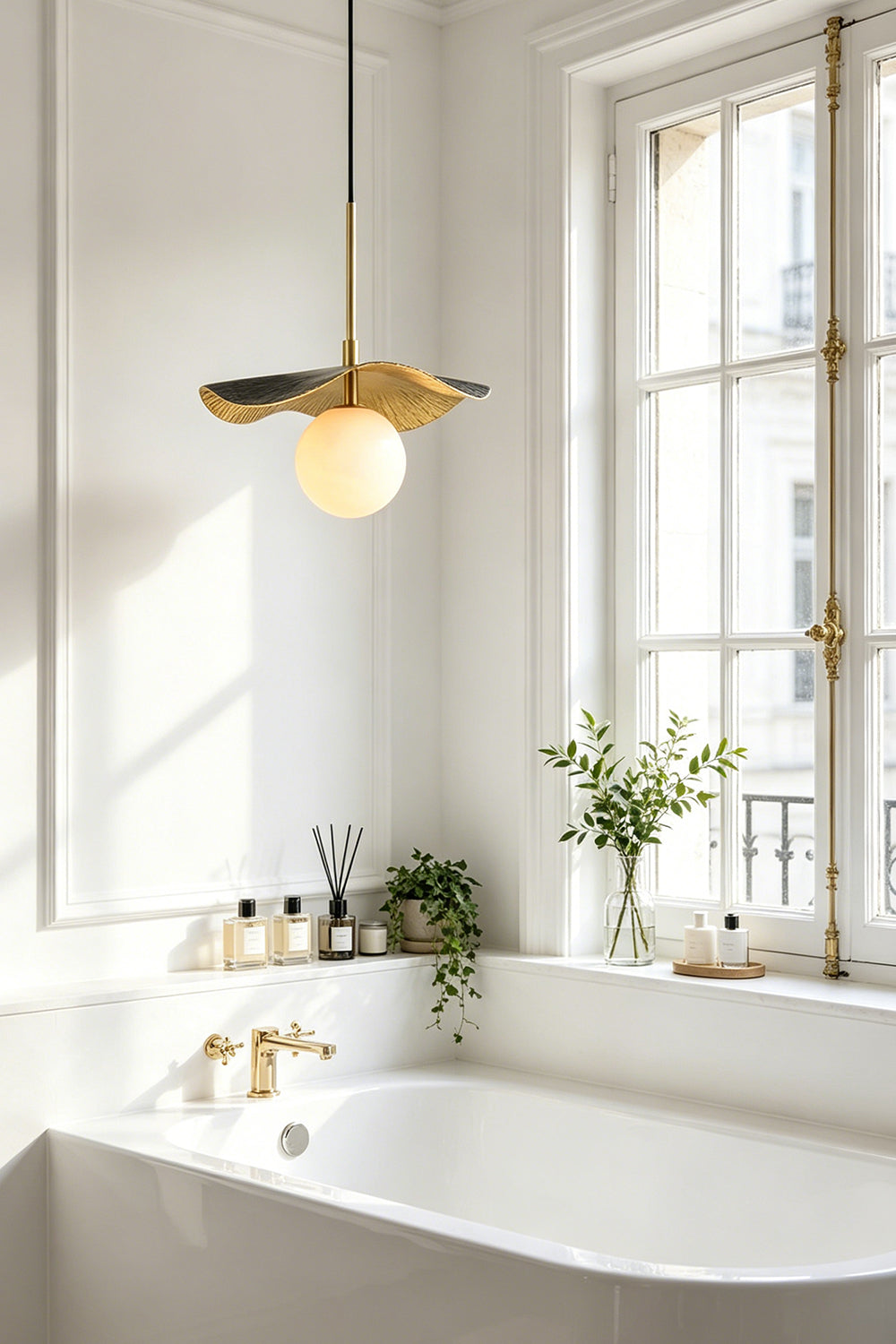 Leaf Alabaster Pendant Light for Entry/Foyer | Samu Lamp