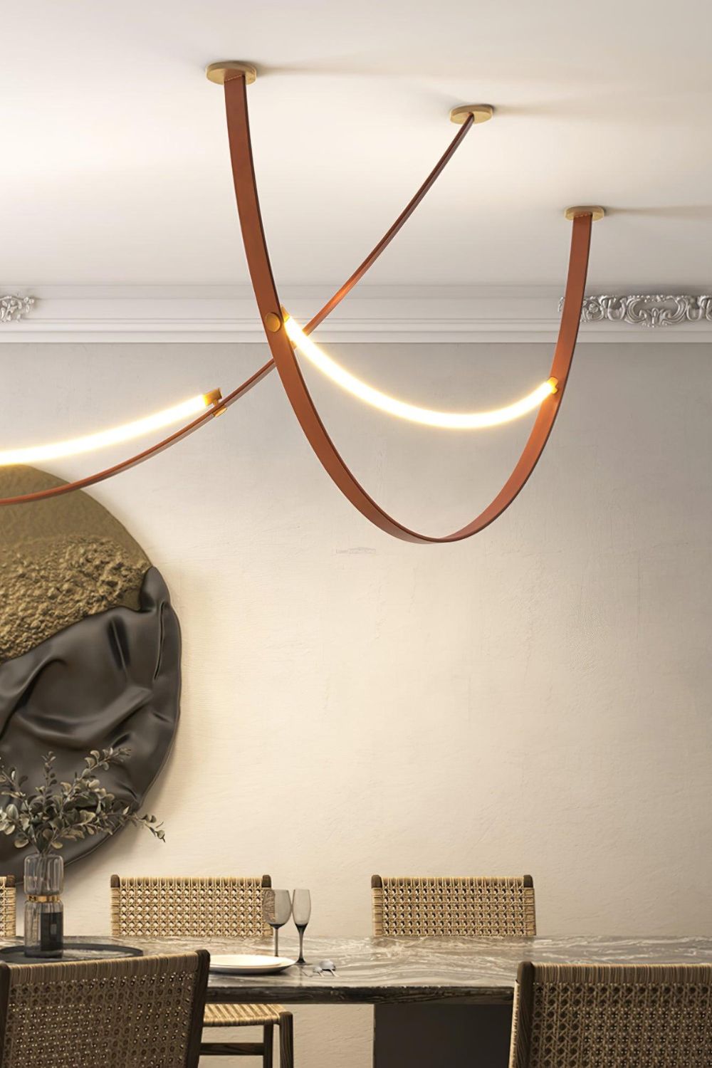 Leather Arc Loop Pendant Light