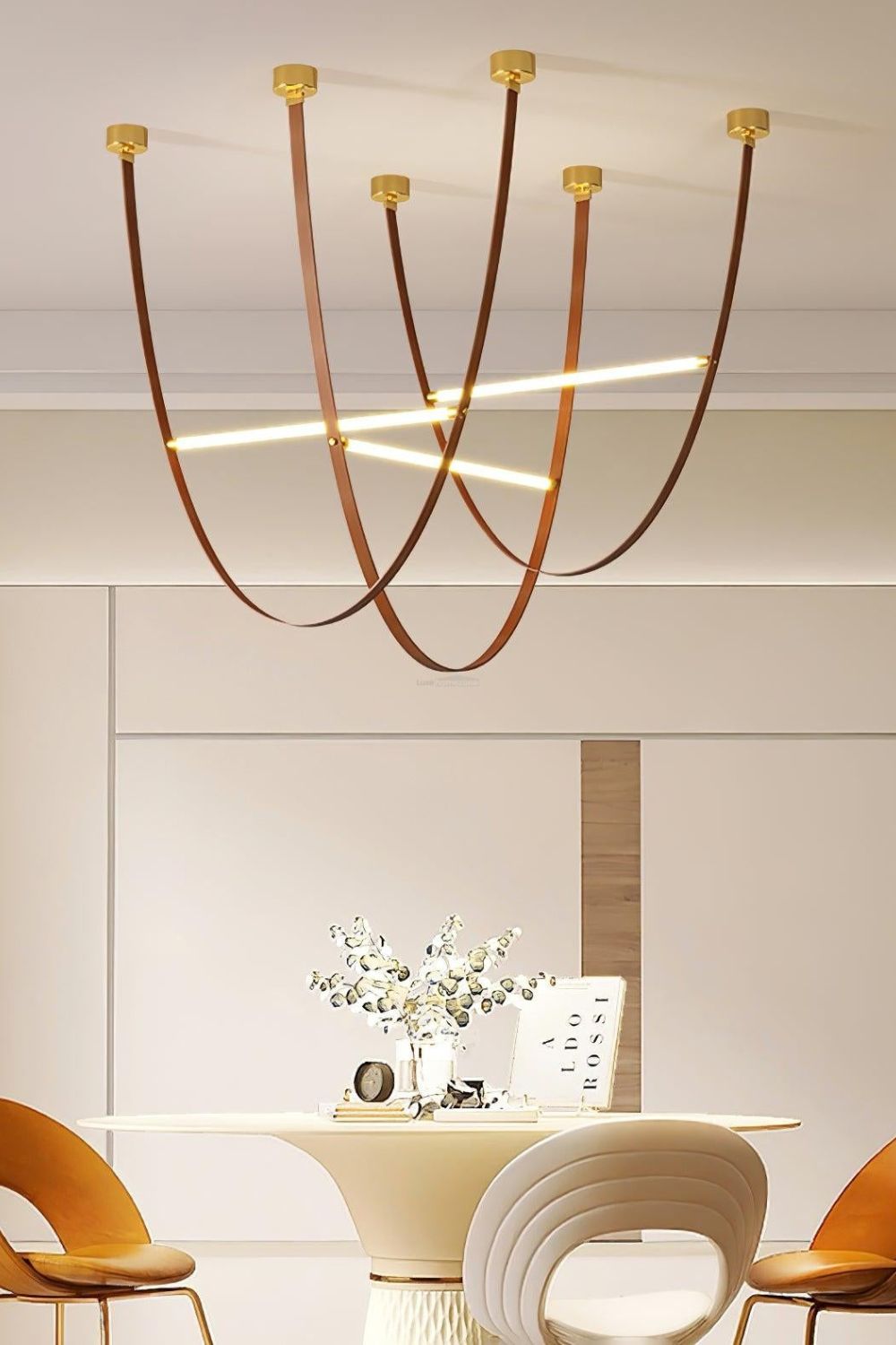 Leather Arc Loop Pendant Light