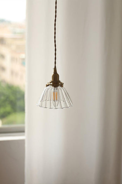 Ledbury Retro Ribbed Glass Pendant Light