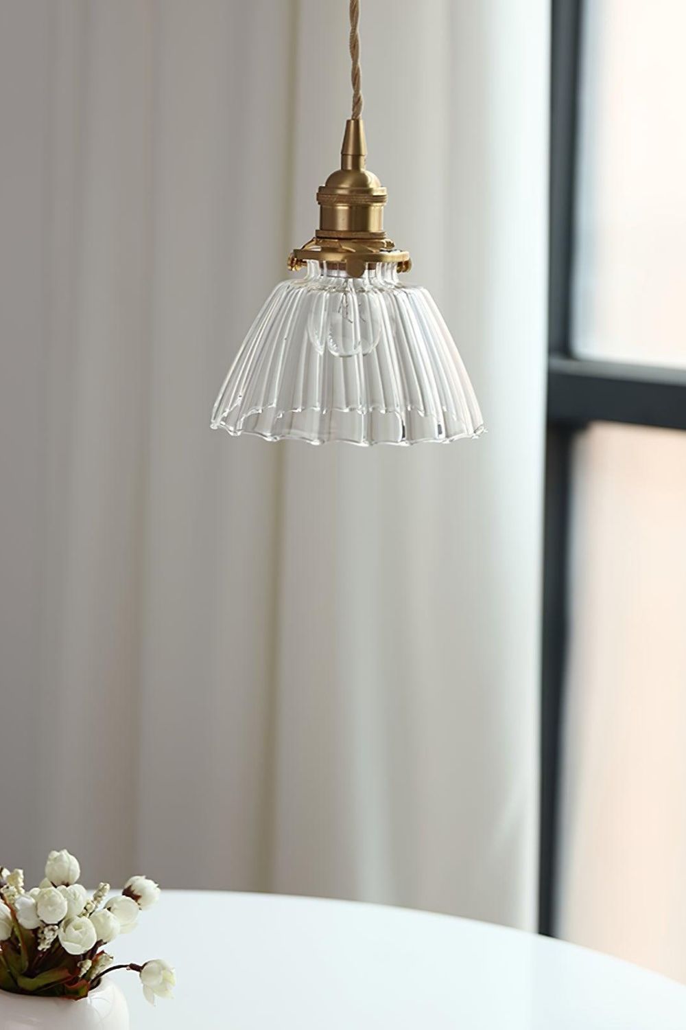 Ledbury Retro Ribbed Glass Pendant Light