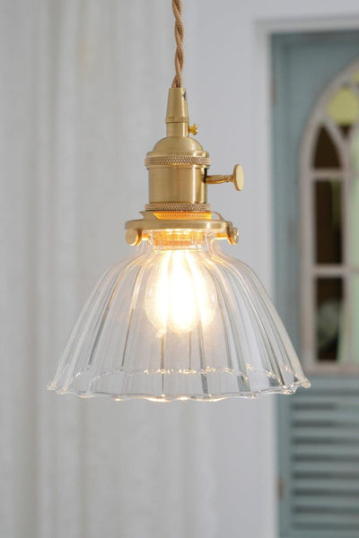 Ledbury Retro Ribbed Glass Pendant Light