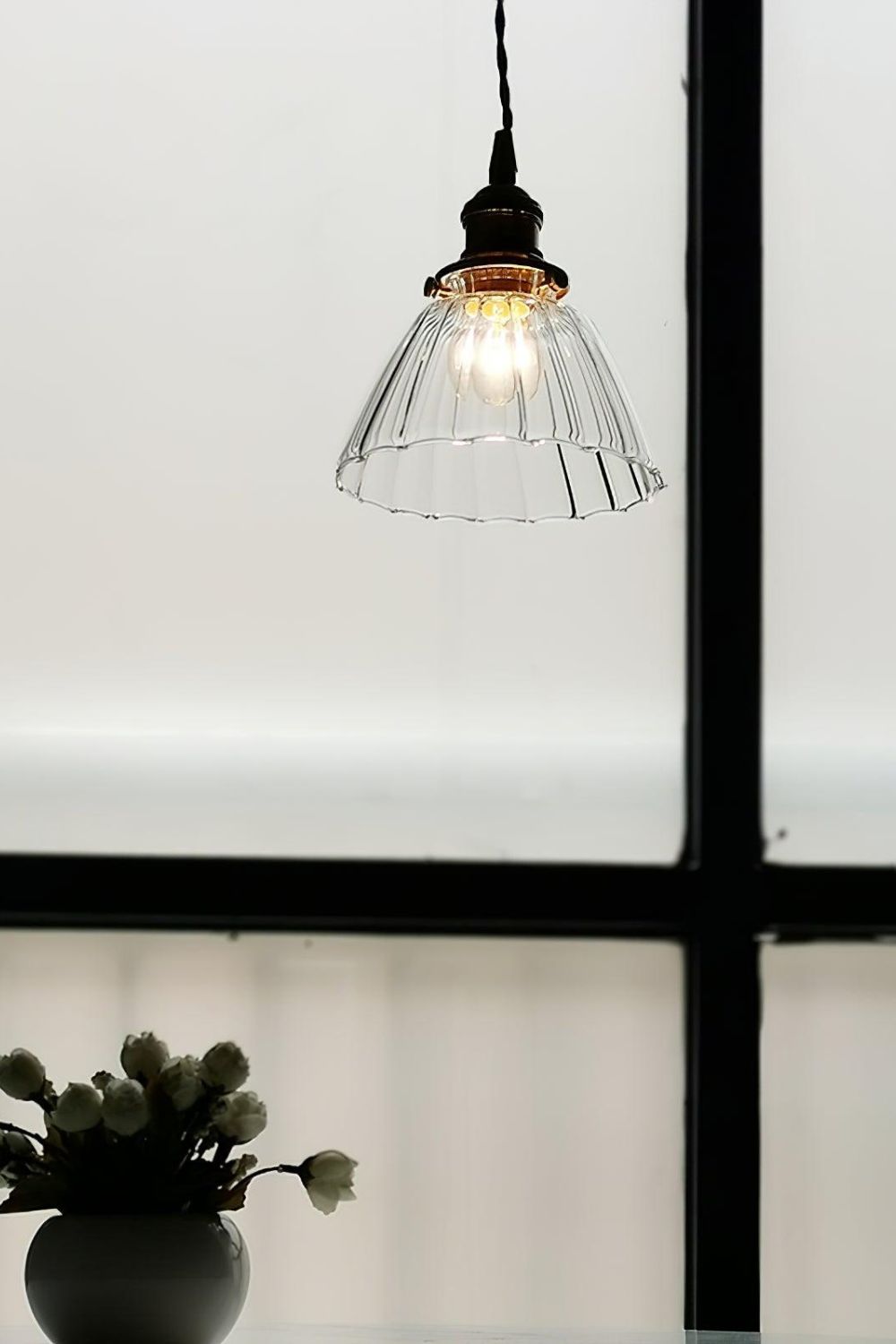 Ledbury Retro Ribbed Glass Pendant Light