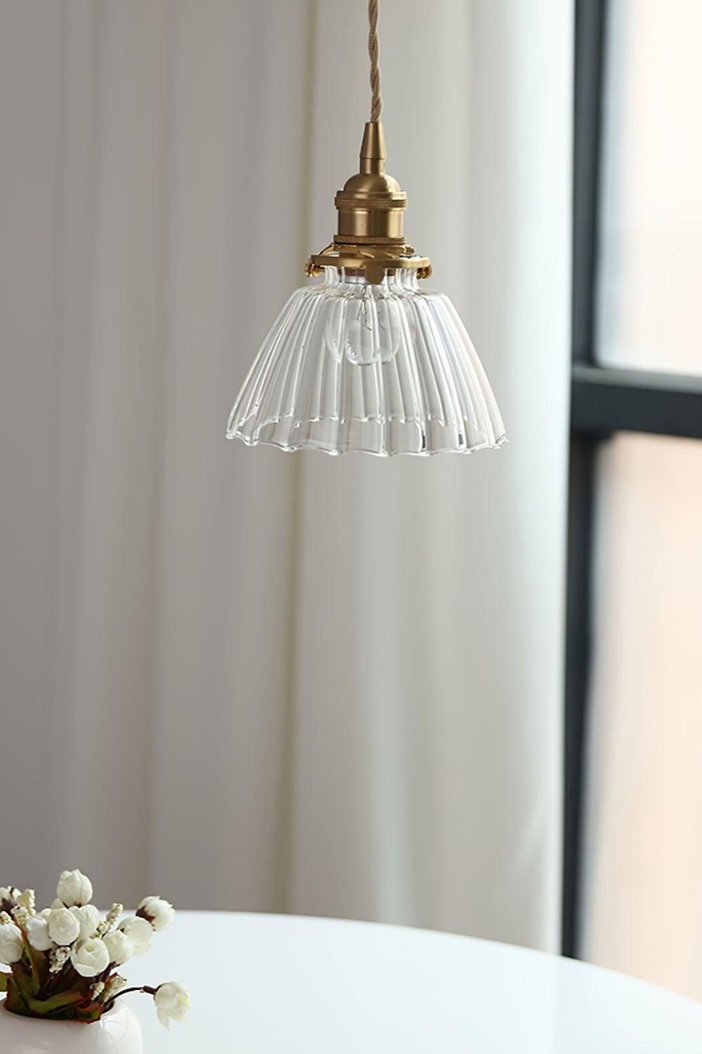 Ledbury Retro Ribbed Glass Pendant Light