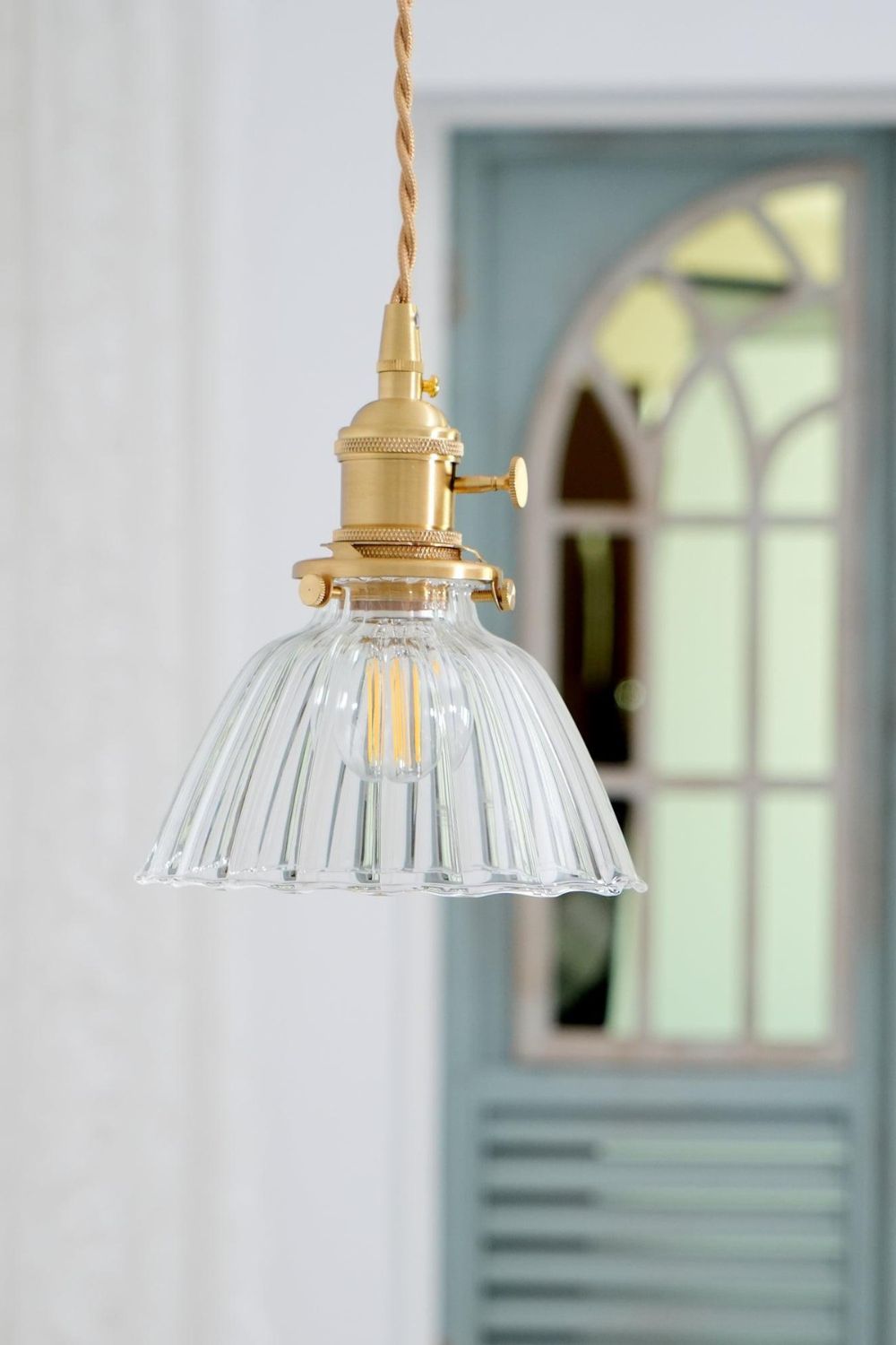 Ledbury Retro Ribbed Glass Pendant Light