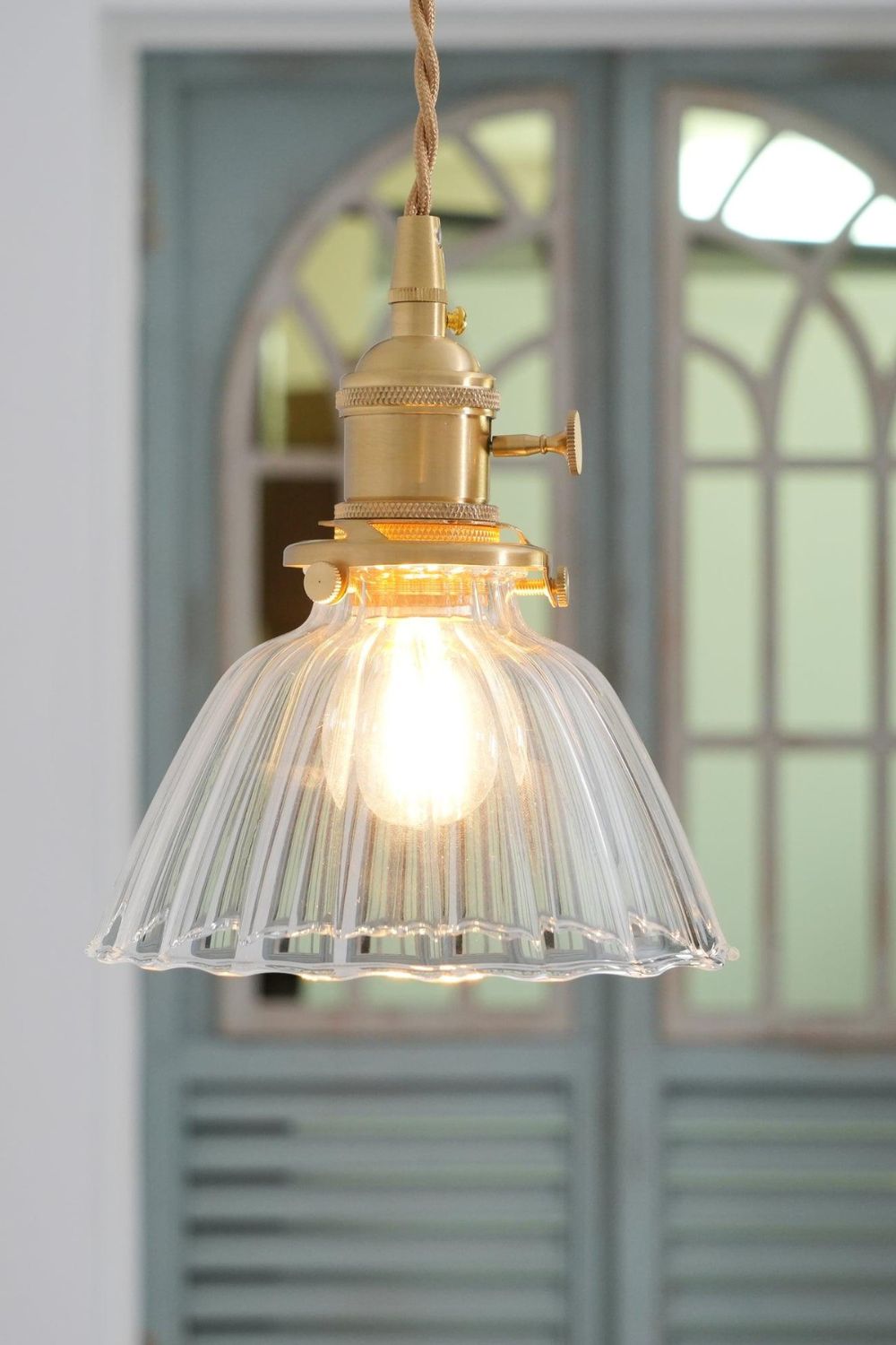 Ledbury Retro Ribbed Glass Pendant Light