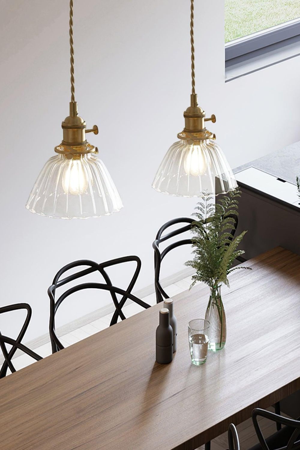 Ledbury Retro Ribbed Glass Pendant Light