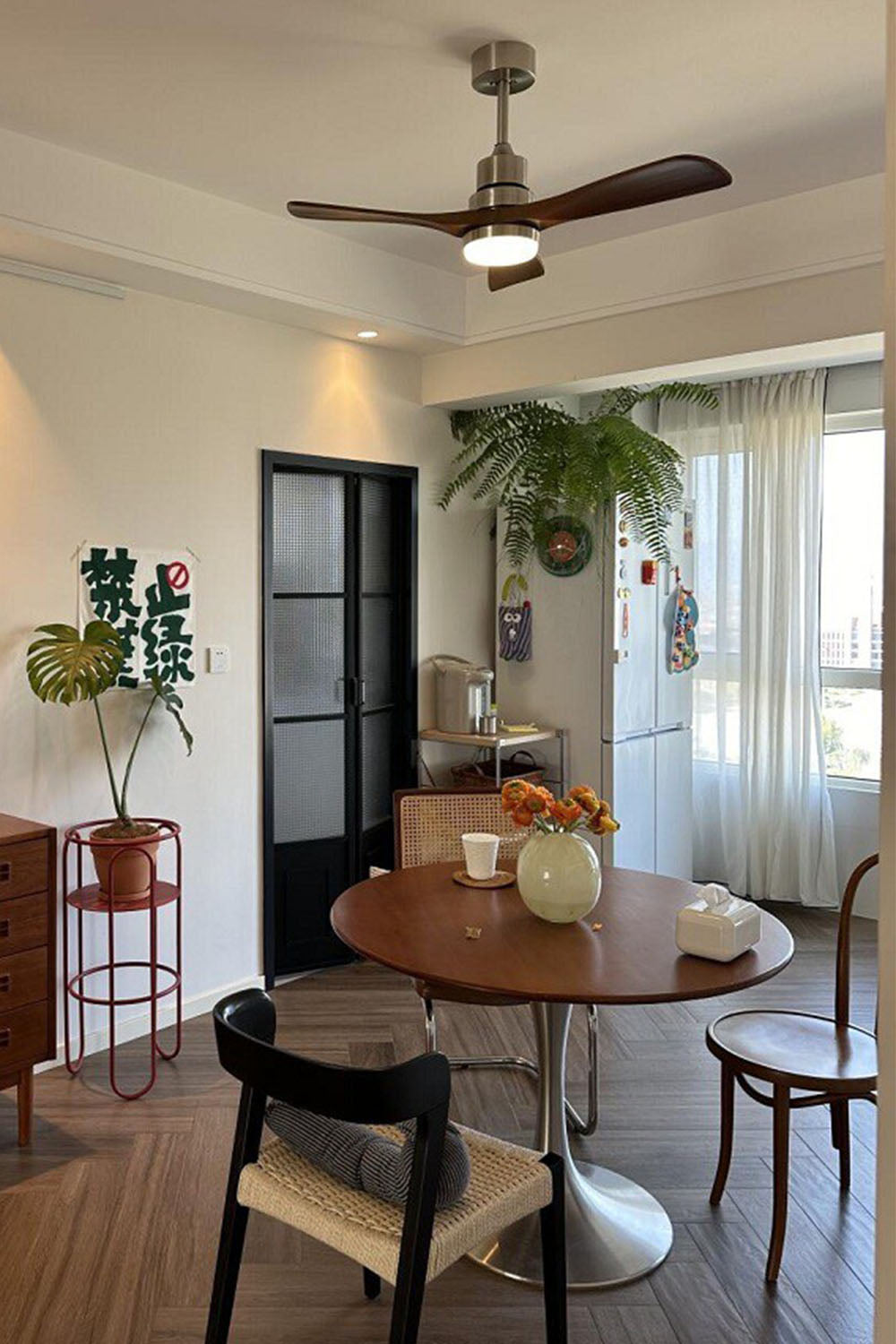 Linea Natural Three-blade Fan Chandelier