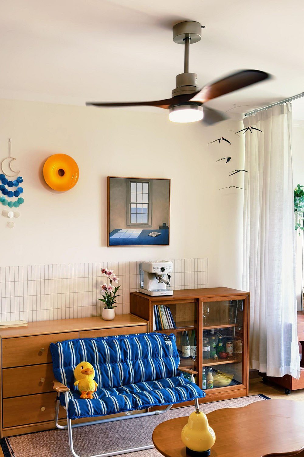 Linea Natural Three-blade Fan Chandelier
