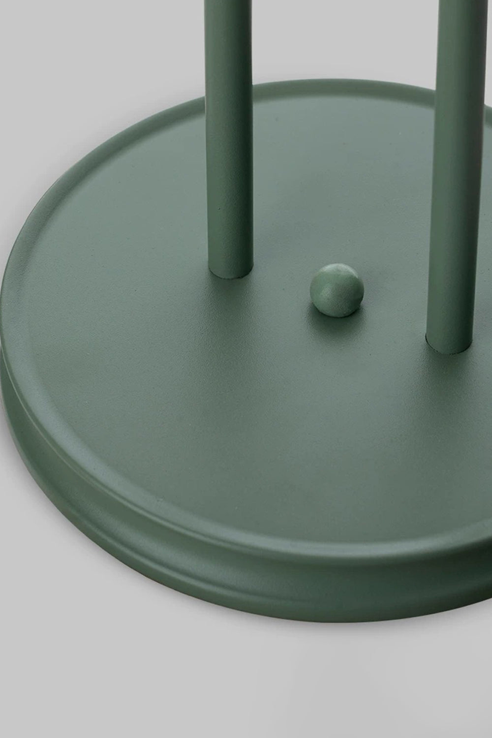 Linnea Tulip Bloom Floor Lamp | Glass and Green Metal | Close-up view of the green metal circular base and floor switch | Samu Lamp