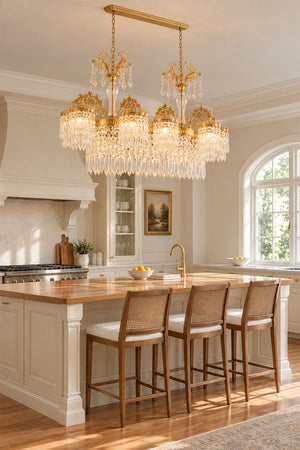 Lisonne Brass Crystal Fringe Linear Chandelier