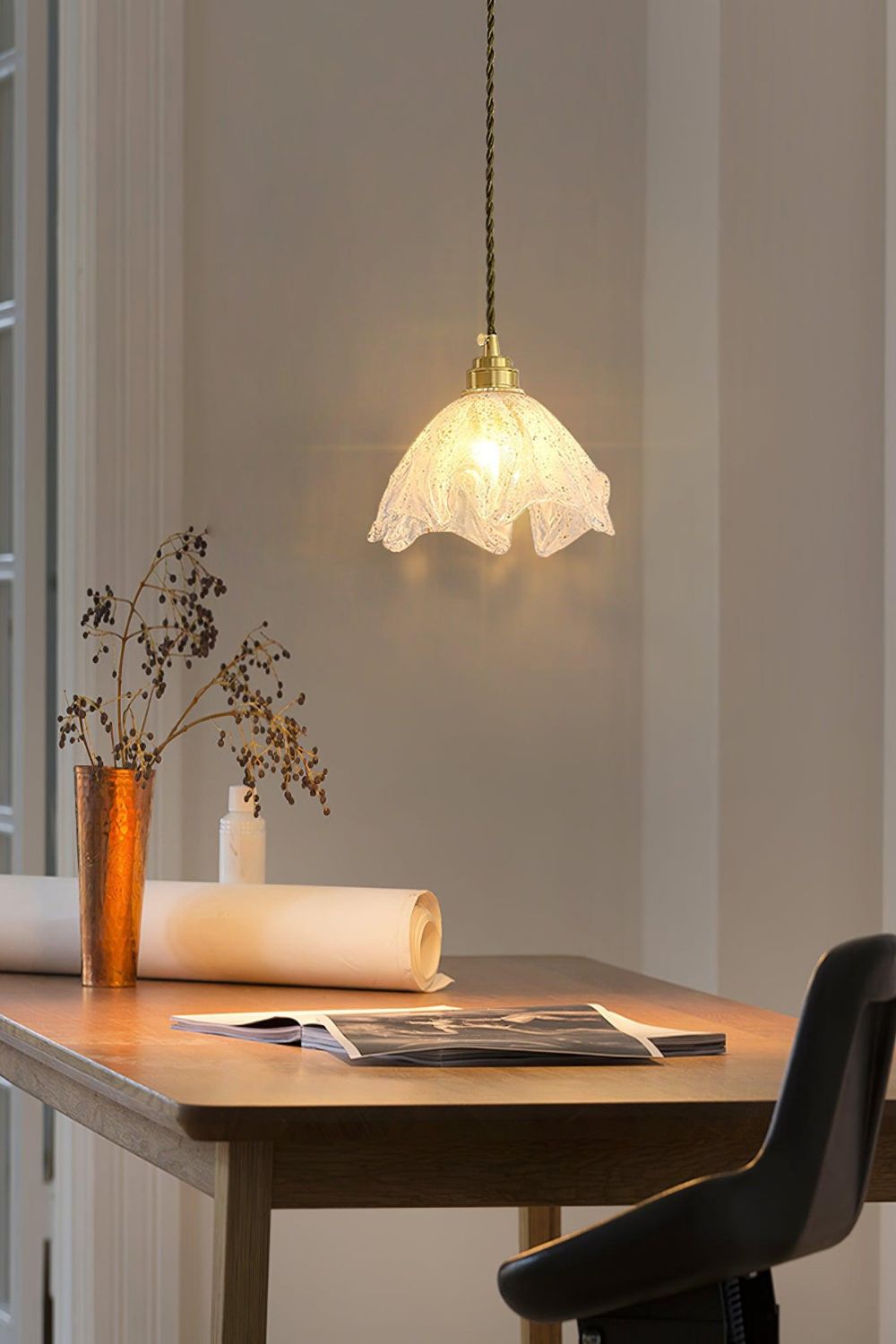 Lotus Crystal Brass Small Pendant Light