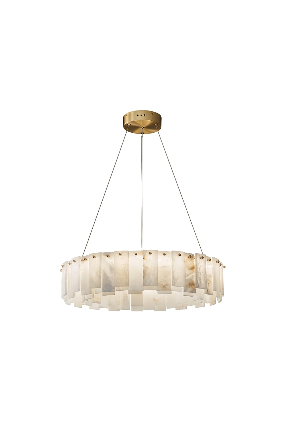 Luminous Alabaster Halcyon Chandelier | Alabaster, Brass | Single-tier circular design isolated on white | Samu Lamp
