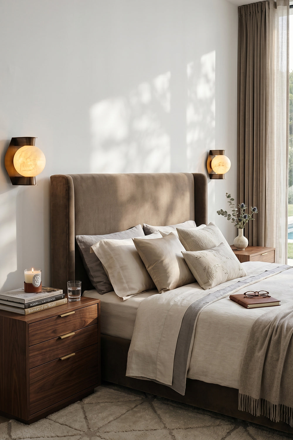 Lunar Alabaster Wall Sconce for Bedroom | Samu  Lamp