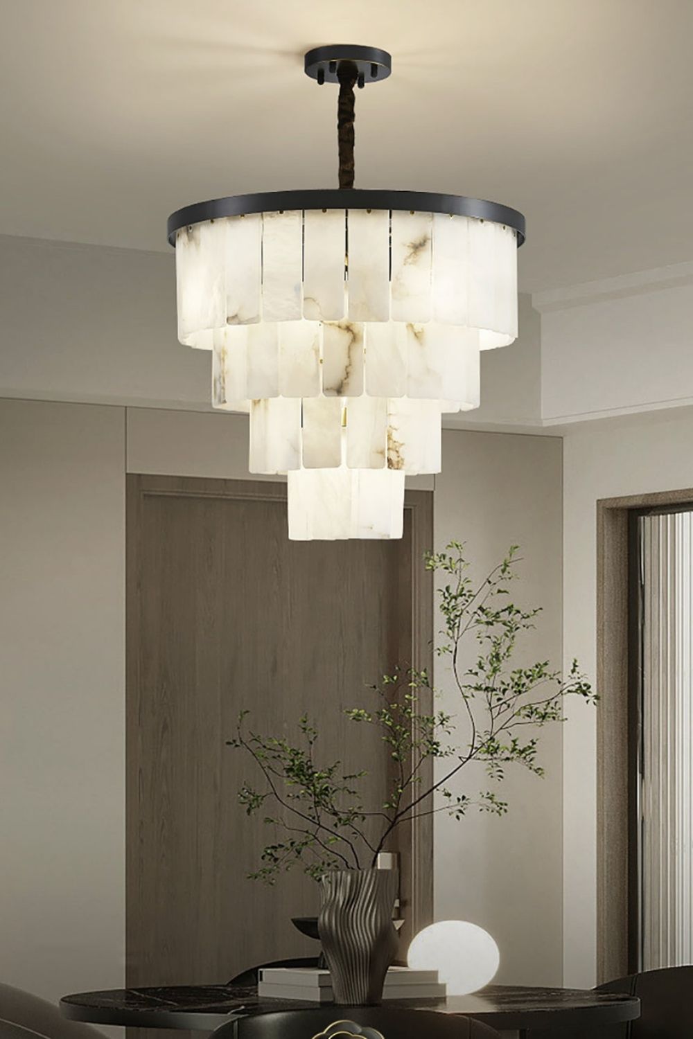 Luxurious Cascading Snow Plaster Chandelier