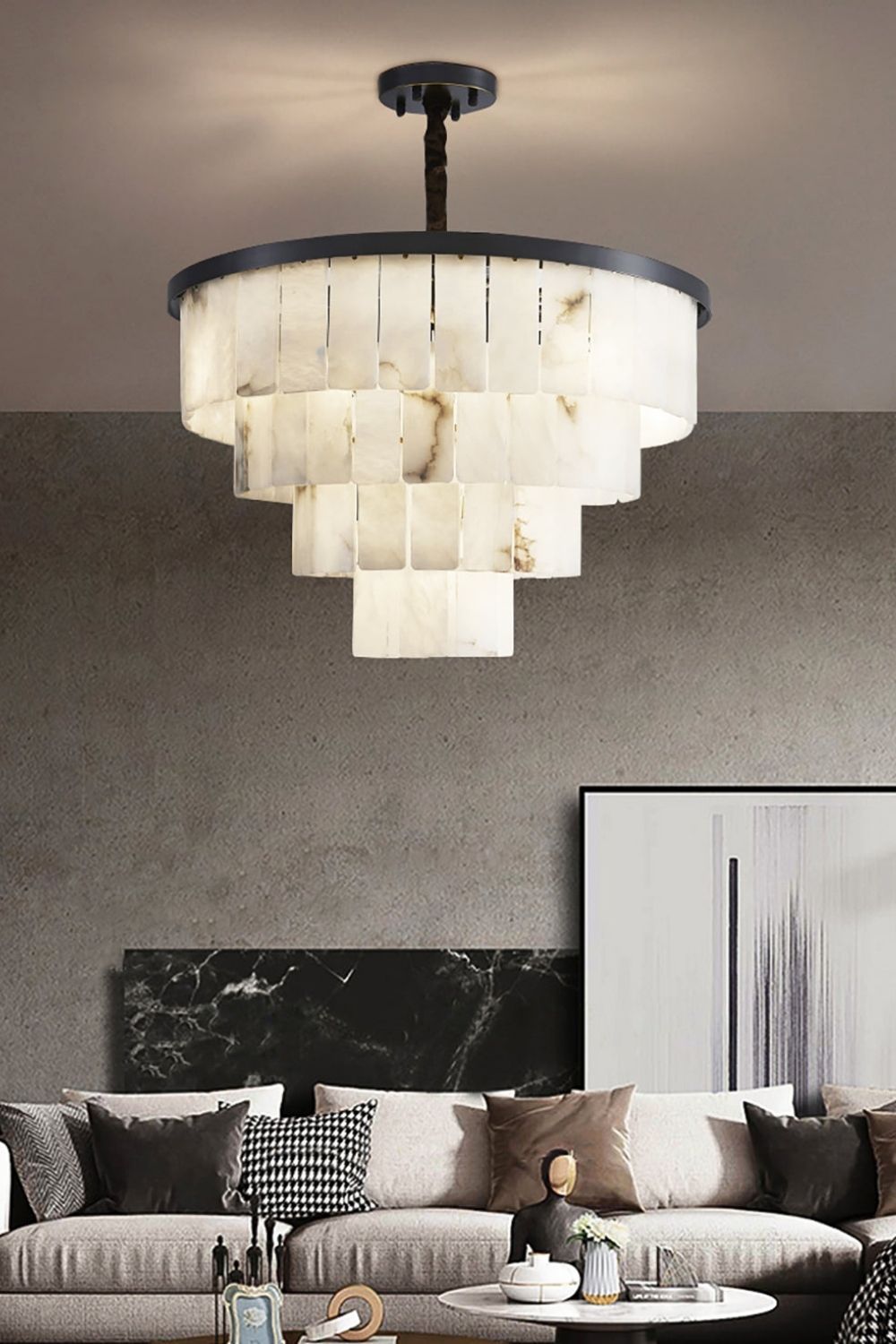 Luxurious Cascading Snow Plaster Chandelier