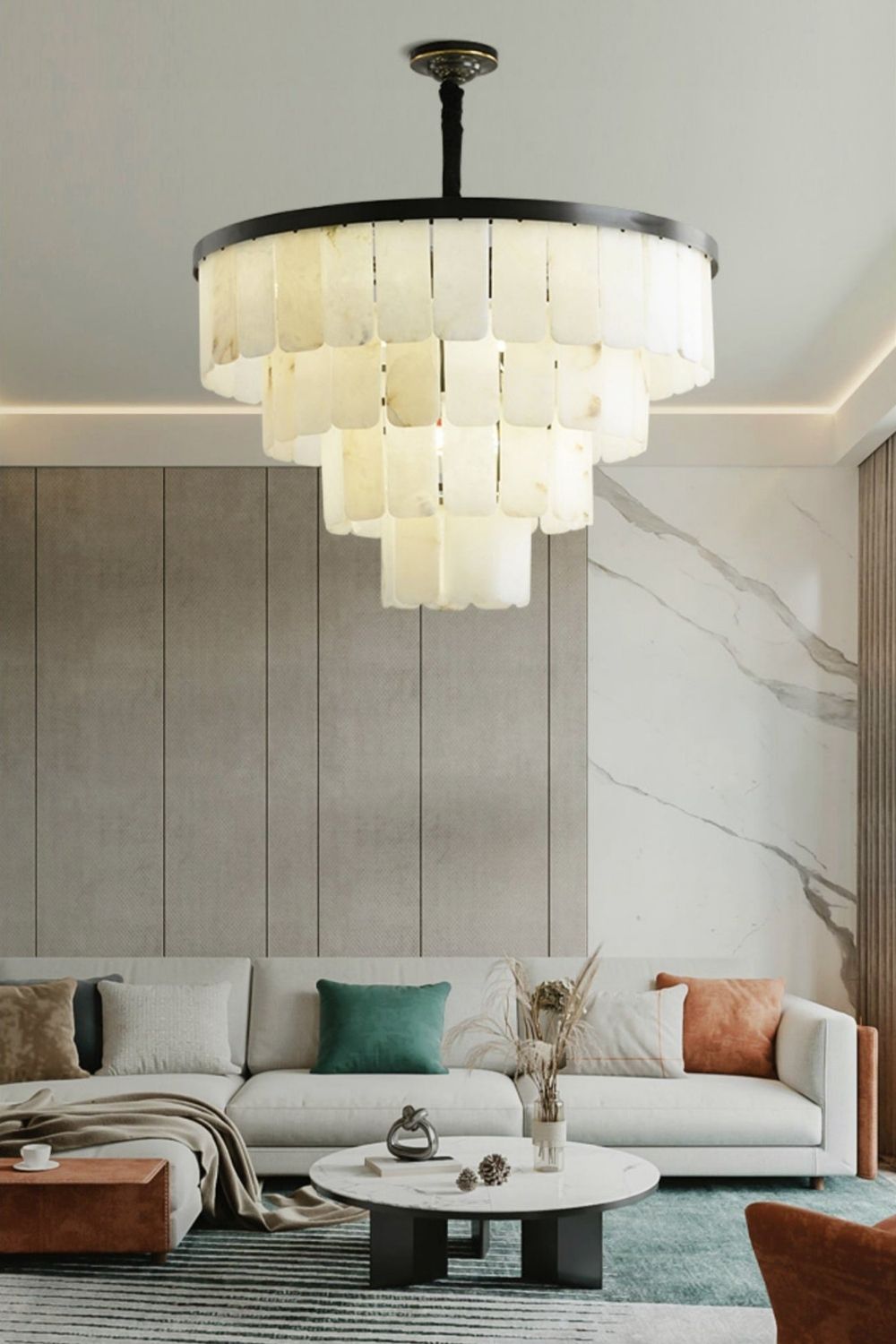Luxurious Cascading Snow Plaster Chandelier