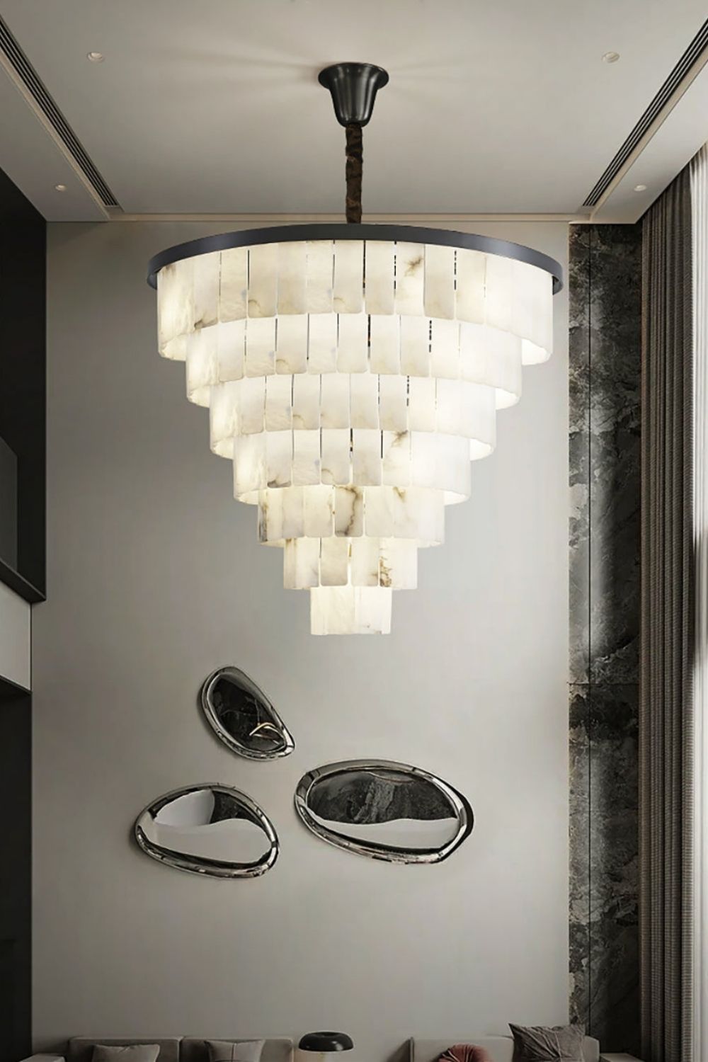 Luxurious Cascading Snow Plaster Chandelier