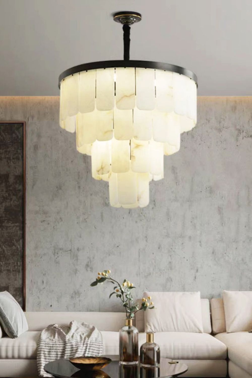 Luxurious Cascading Snow Plaster Chandelier