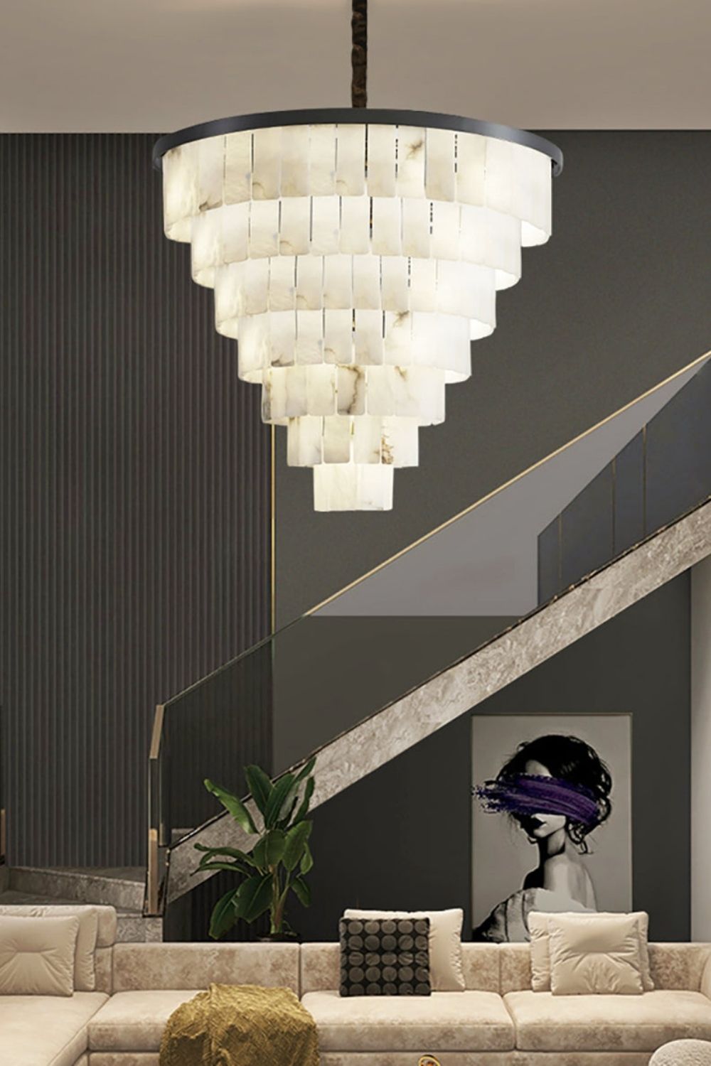 Luxurious Cascading Snow Plaster Chandelier