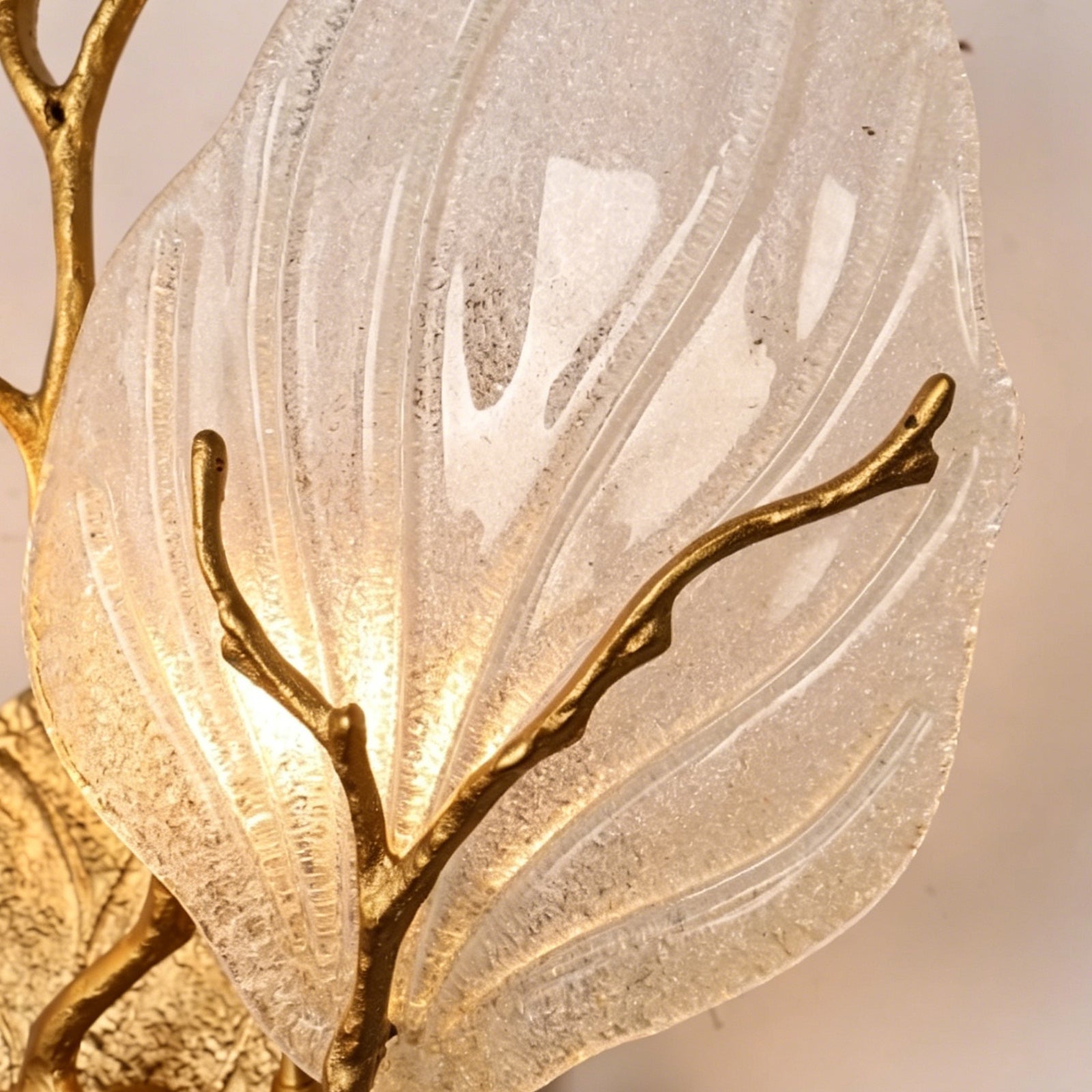 Granular Textured Glass Magnolia Leaves