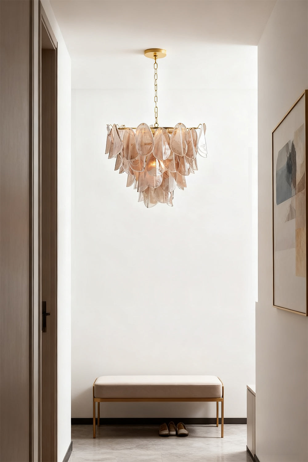 Murano Magnolia Smoke & White Glass Chandelier