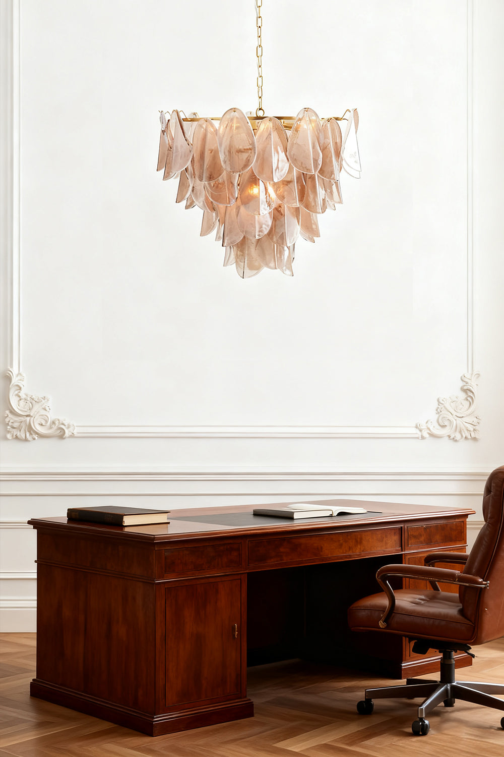 Murano Magnolia Smoke & White Glass Chandelier