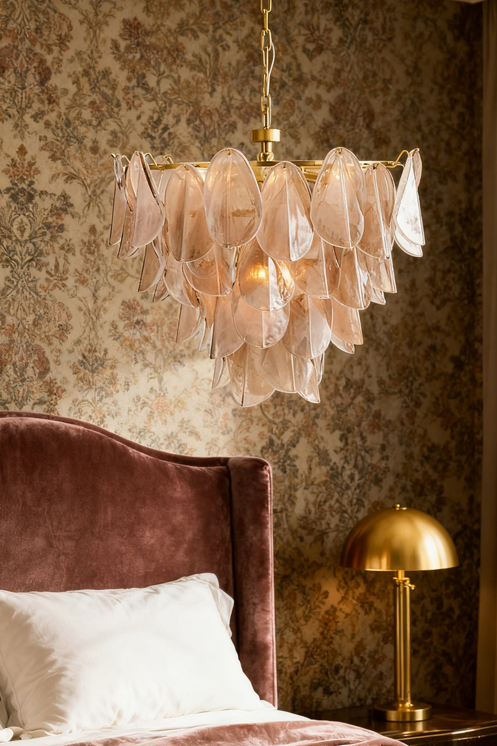 Murano Magnolia Smoke & White Glass Chandelier