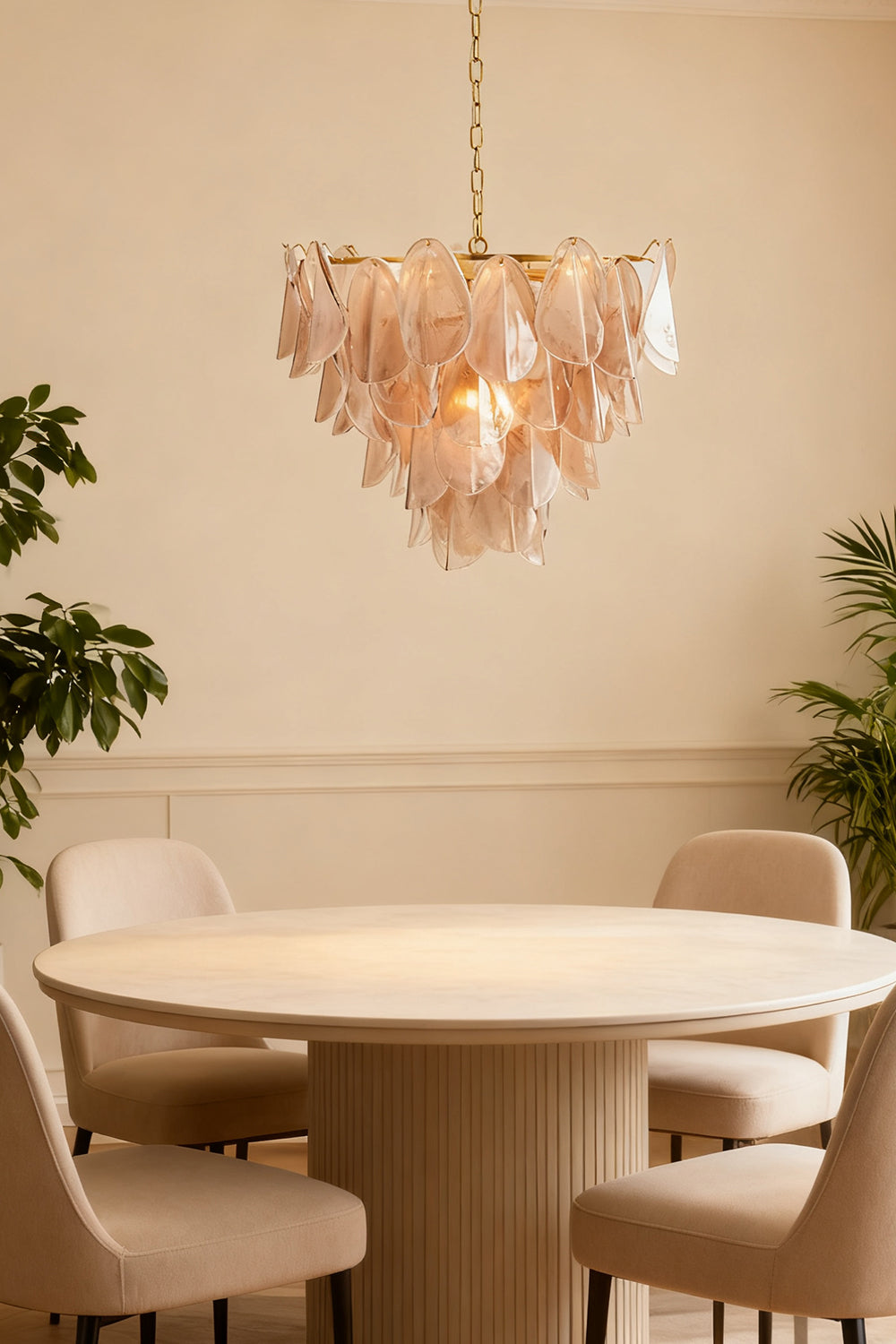 Murano Magnolia Smoke & White Glass Chandelier