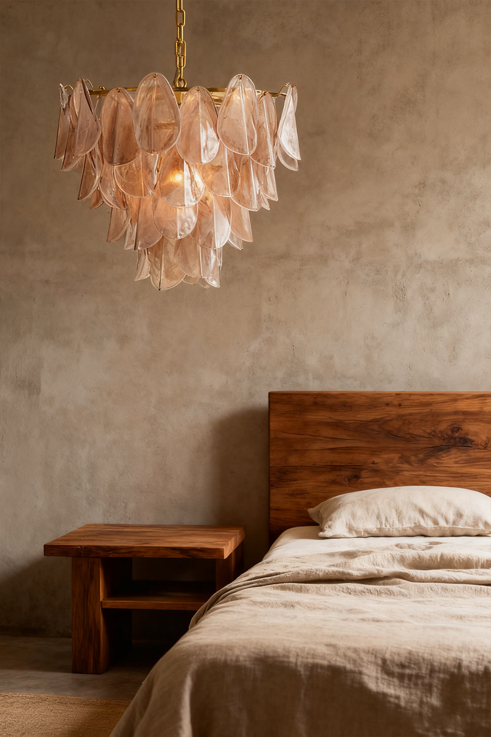 Murano Magnolia Smoke & White Glass Chandelier