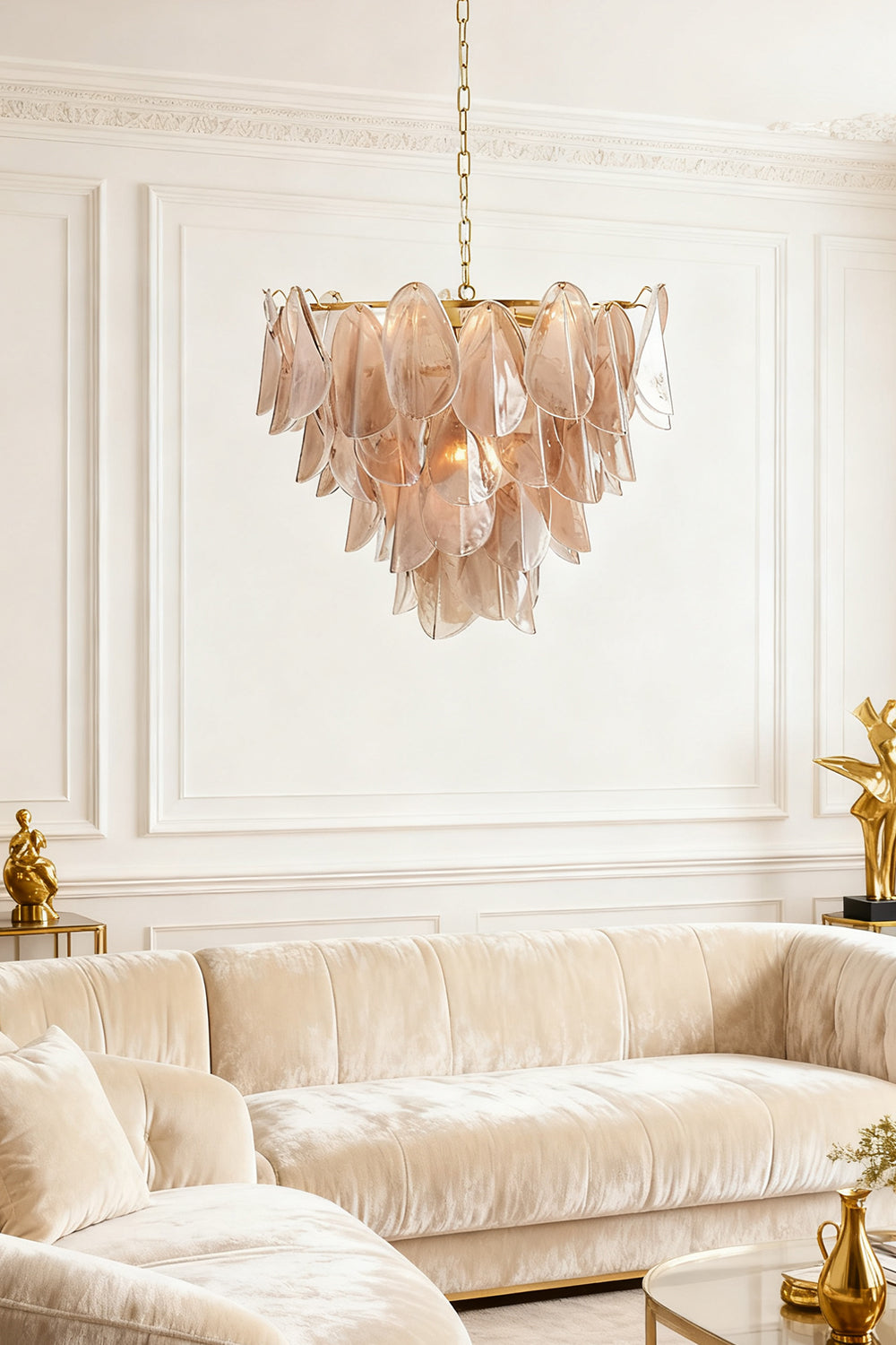 Murano Magnolia Smoke & White Glass Chandelier