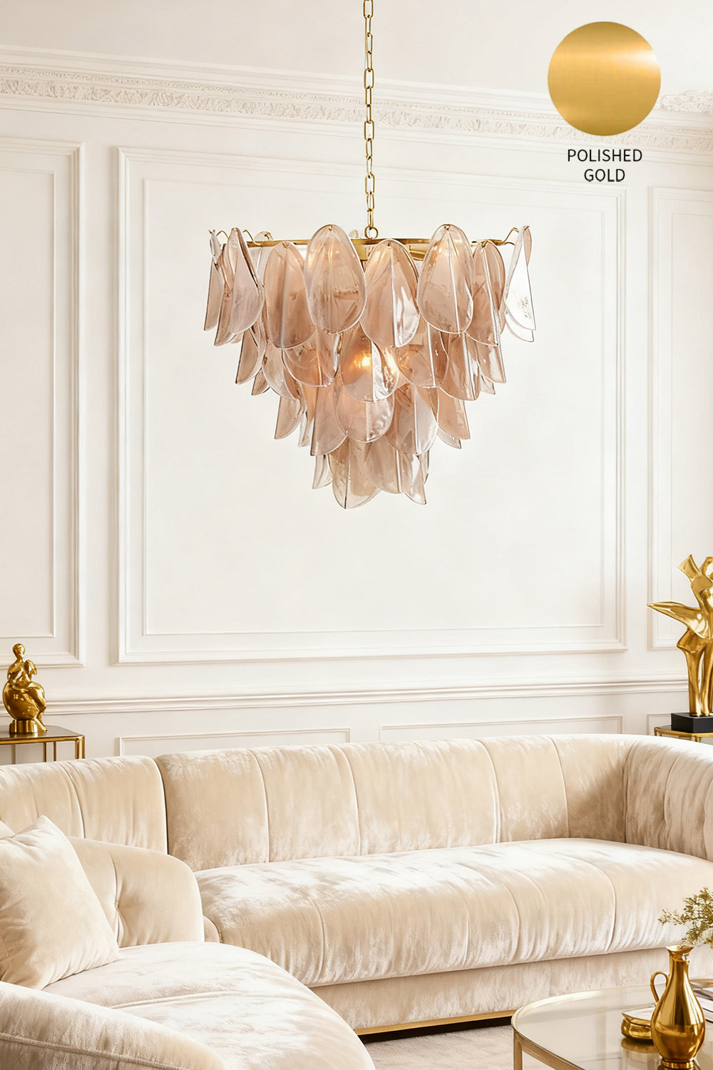 Murano Magnolia Smoke & White Glass Chandelier