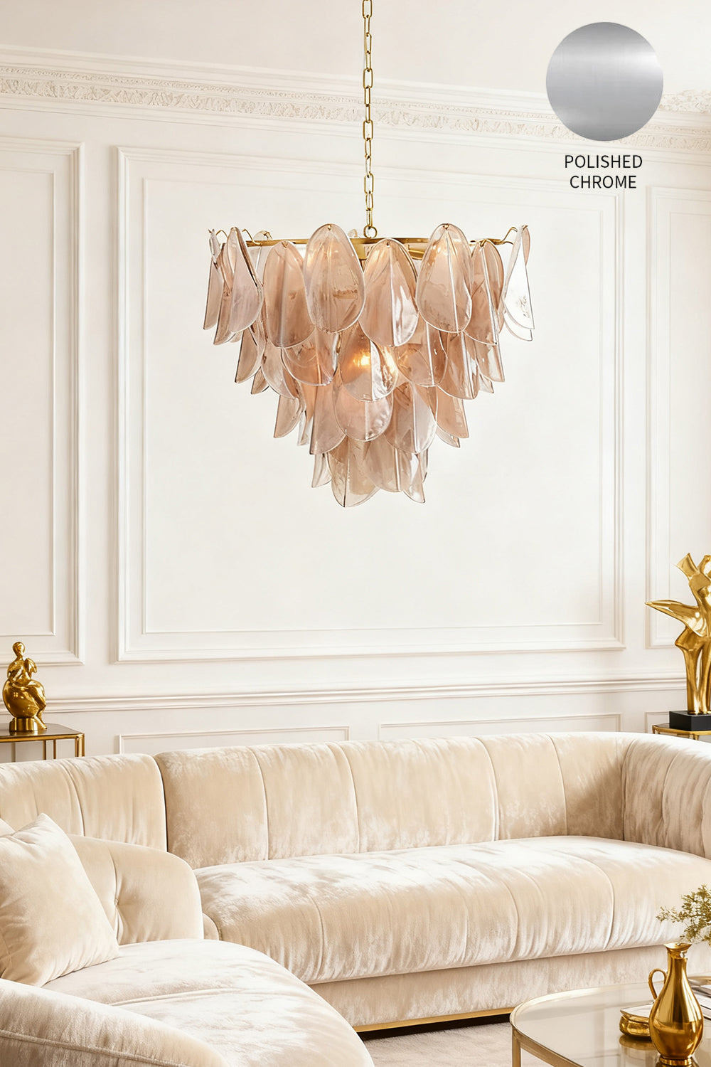 Murano Magnolia Smoke & White Glass Chandelier