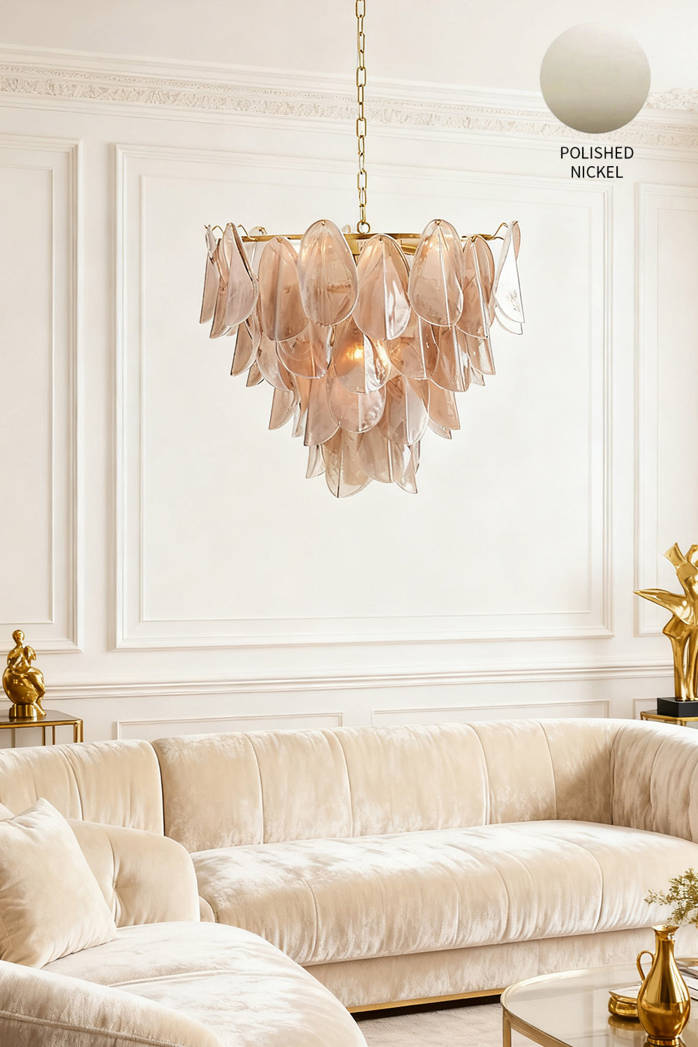 Murano Magnolia Smoke & White Glass Chandelier